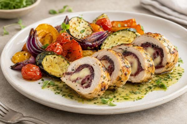 Chicken Rolls with Dried Beef and Cheese