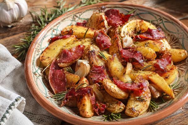 Roasted Potatoes with Smoked Beef and Rosemary